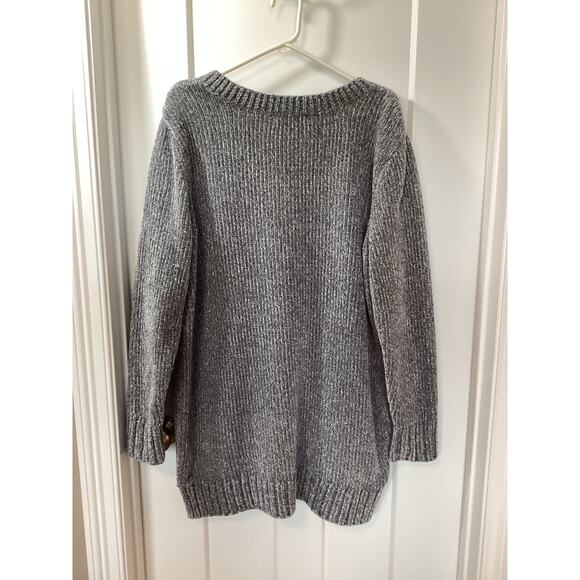 Orvis Women's Chunky Knit V Neck Chenille Pullover Sweater Winter Gray Size XXL - Picture 5 of 8